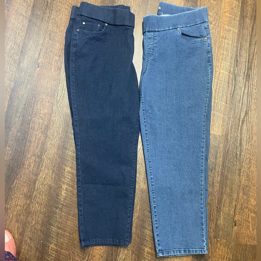 2 Pair - Jessica London Dark and Light Denim Jeggings 20W Petite